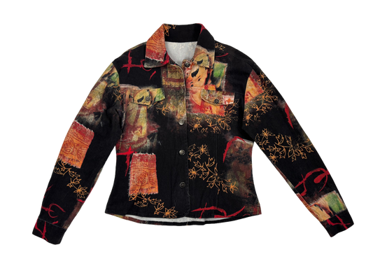 Oriental Print Denim Jacket – Patchwork Statement Piece