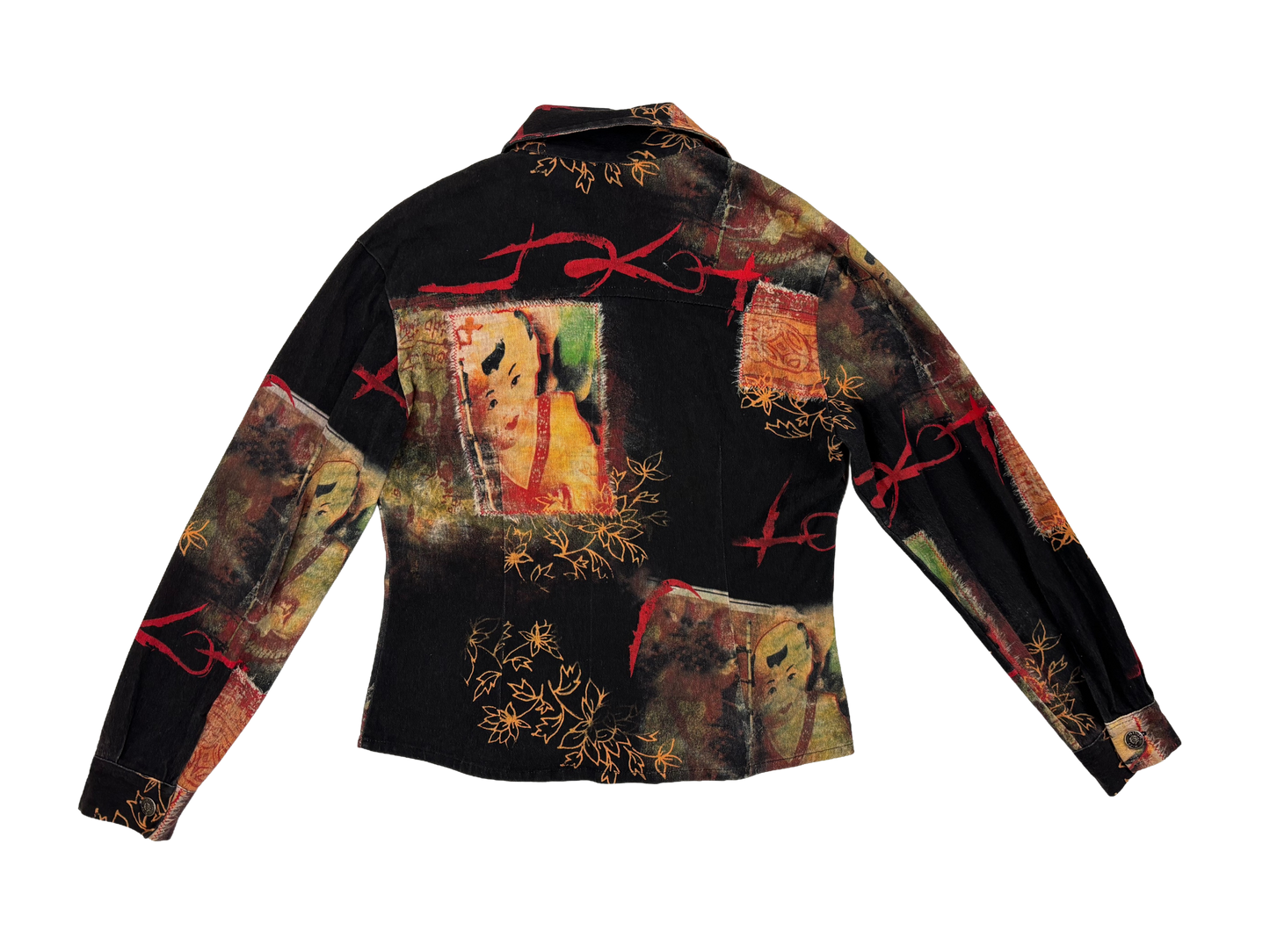 Oriental Print Denim Jacket – Patchwork Statement Piece