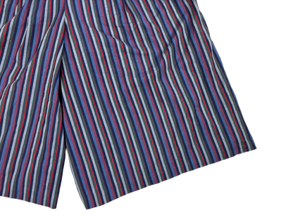 Multicolor Striped Wide-Leg Midi Trousers