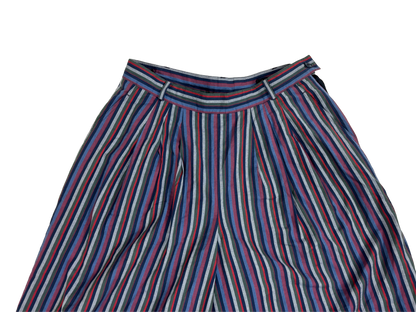 Multicolor Striped Wide-Leg Midi Trousers
