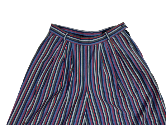 Multicolor Striped Wide-Leg Midi Trousers