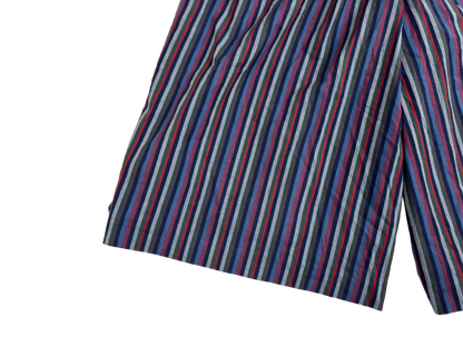 Multicolor Striped Wide-Leg Midi Trousers