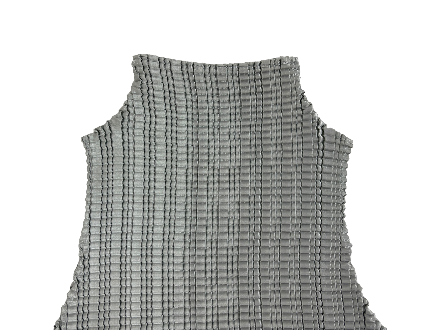 Silver Textured Pleated High Neck Top