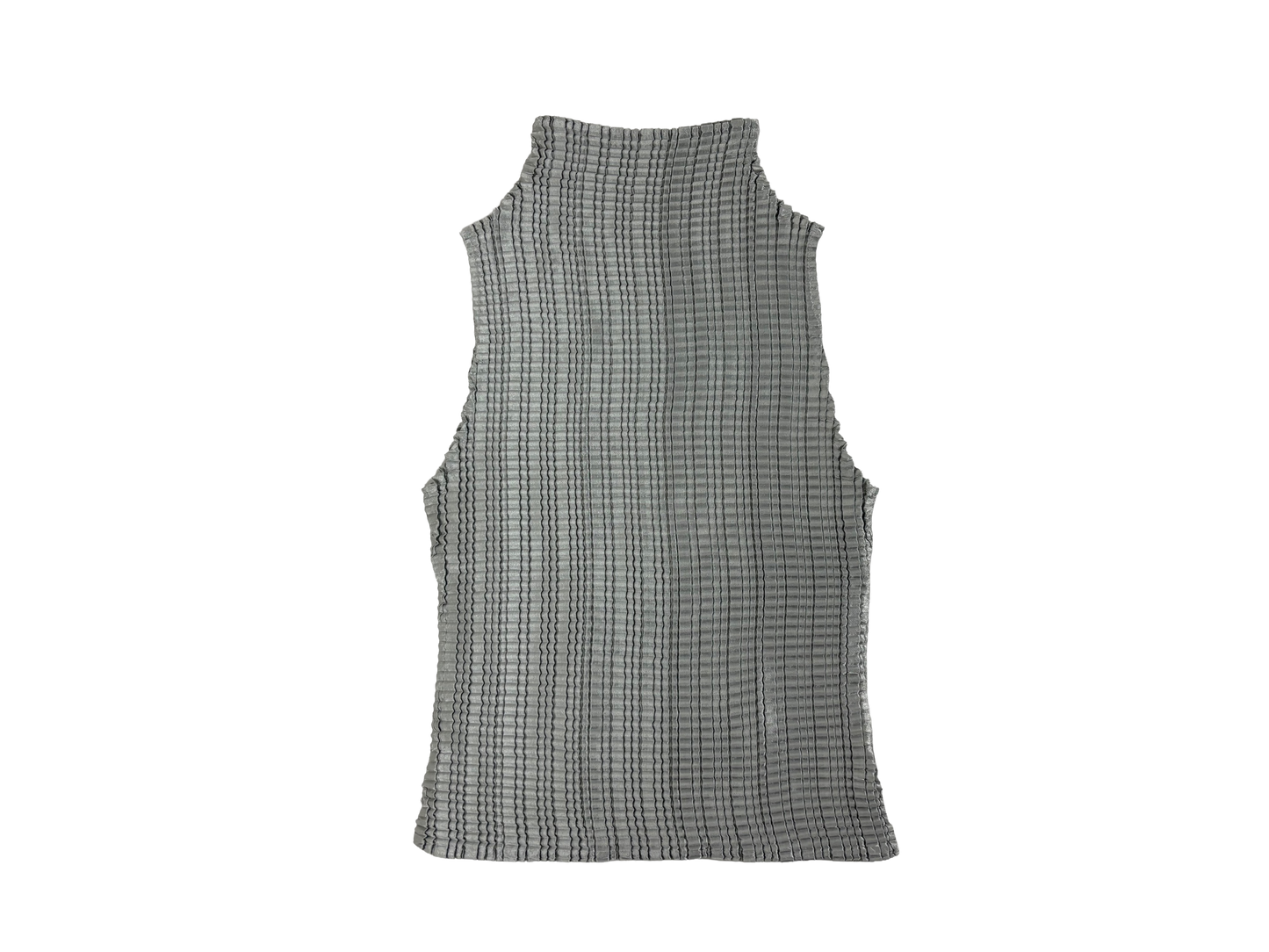 Silver Textured Pleated High Neck Top