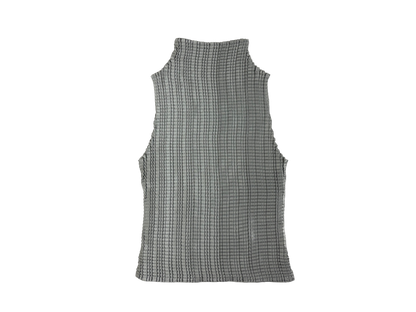 Silver Textured Pleated High Neck Top