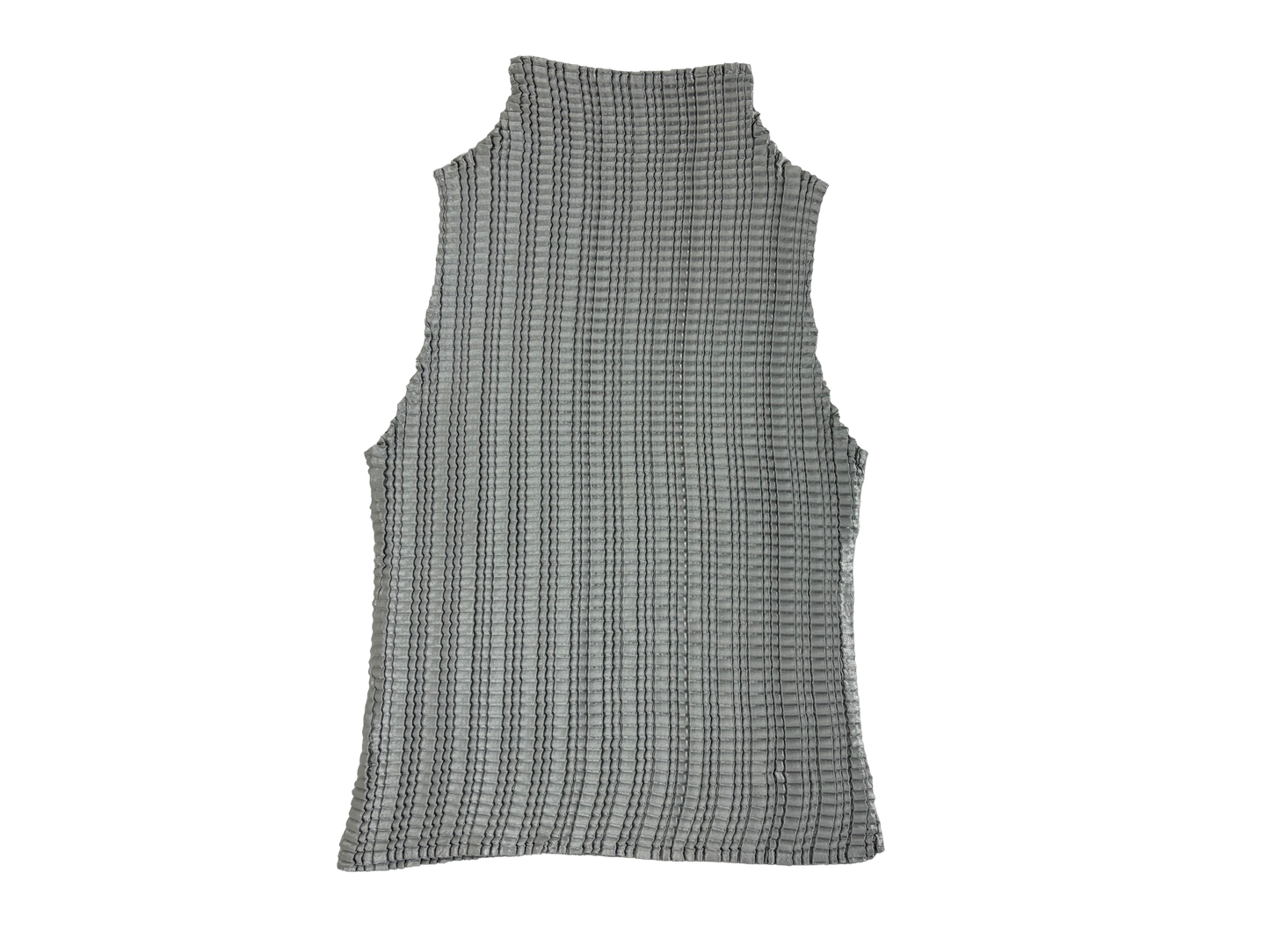 Silver Textured Pleated High Neck Top
