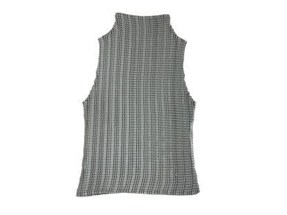 Silver Textured Pleated High Neck Top