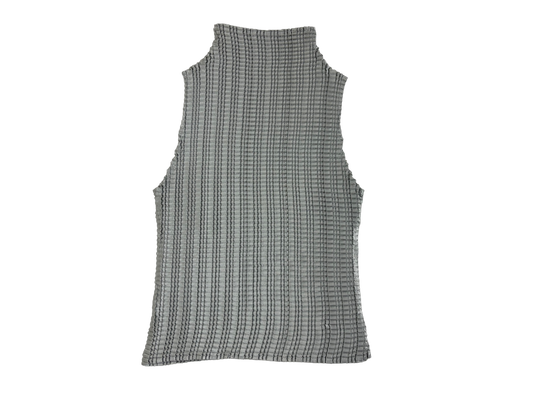 Silver Textured Pleated High Neck Top