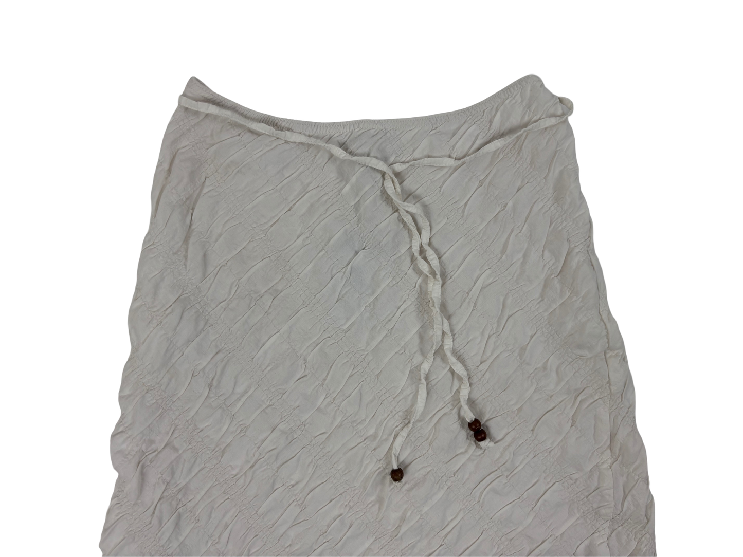 White Textured Viscose Wrap Midi Skirt