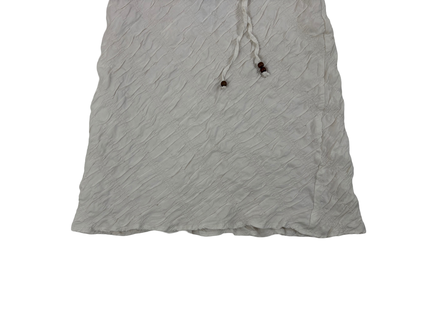 White Textured Viscose Wrap Midi Skirt