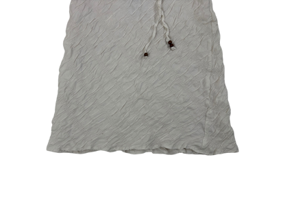 White Textured Viscose Wrap Midi Skirt
