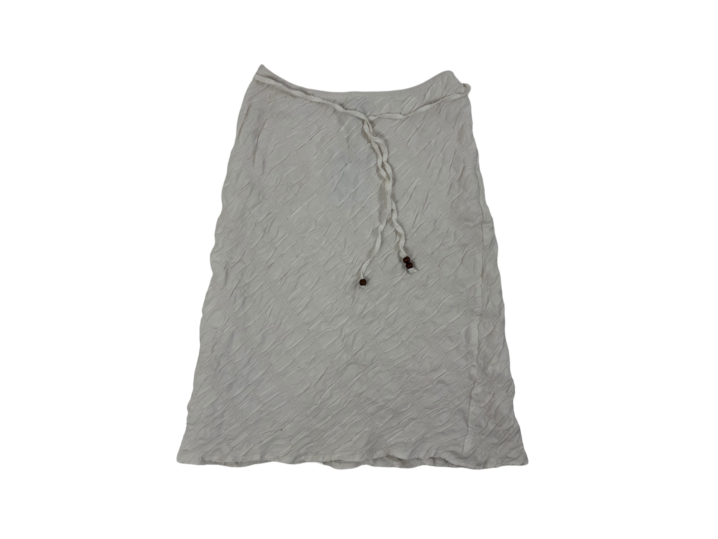 White Textured Viscose Wrap Midi Skirt