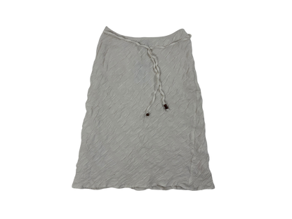 White Textured Viscose Wrap Midi Skirt