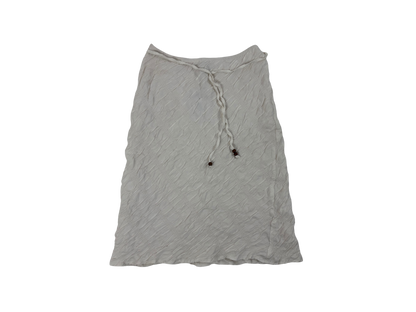 White Textured Viscose Wrap Midi Skirt