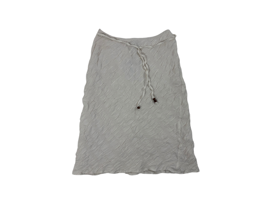 White Textured Viscose Wrap Midi Skirt