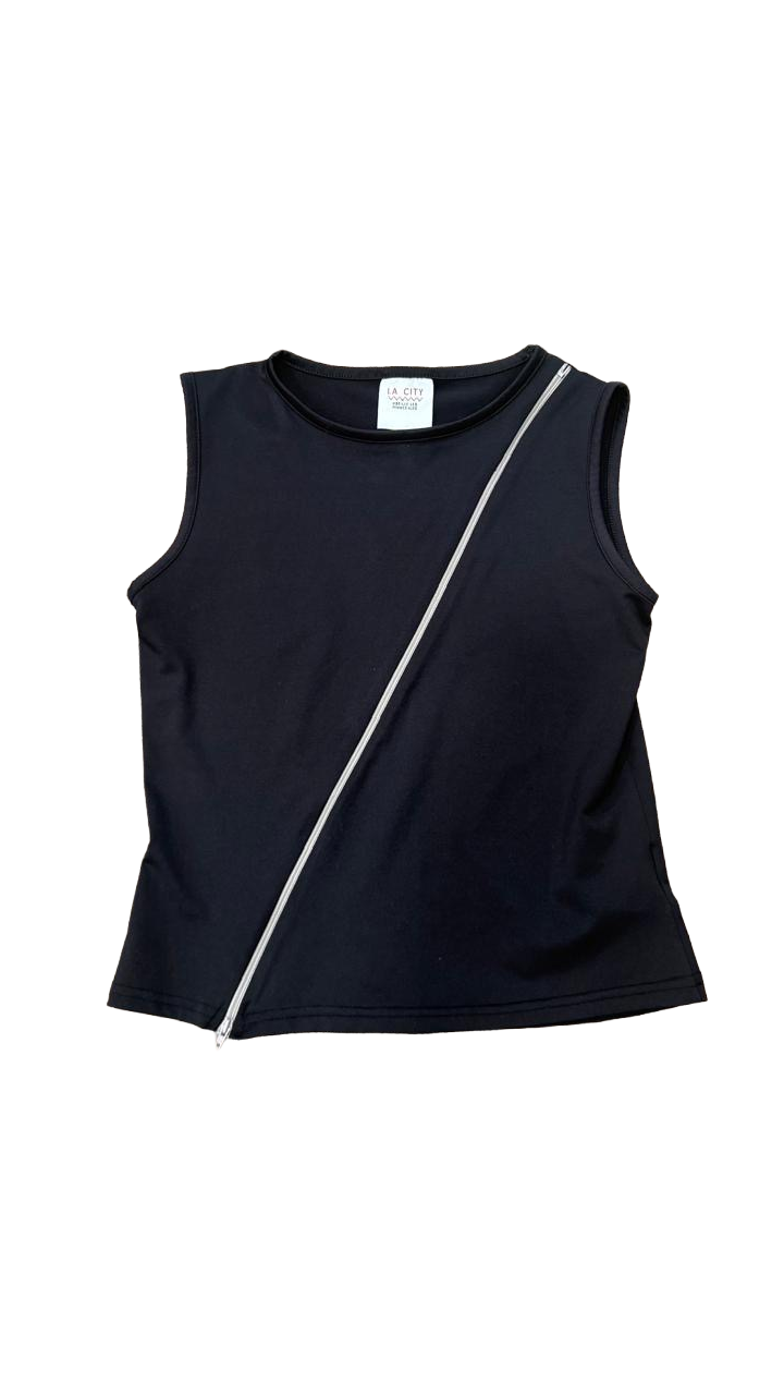 Black Zip Detail Tank Top – Minimal Edge