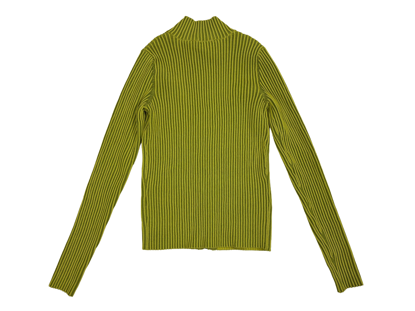 Lime Green Ribbed Zip-Up Knit Sweater