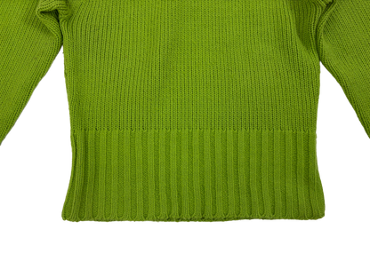 Lime Green Ribbed Turtleneck Knit Sweater