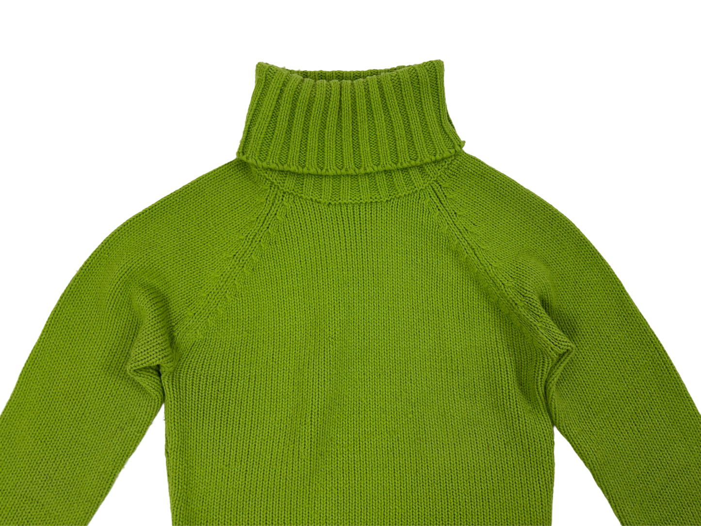 Lime Green Ribbed Turtleneck Knit Sweater