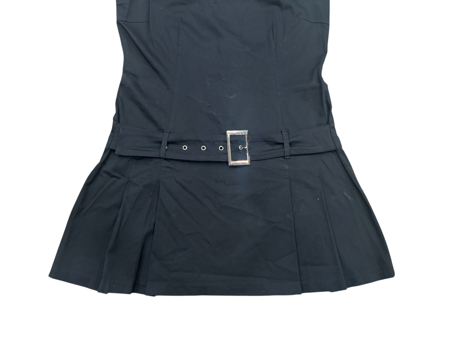 Jennyfer Black Cotton Mini Dress – Y2K Belted Denim Effect