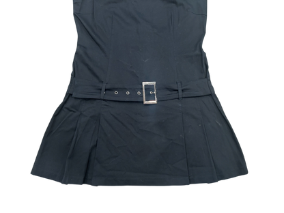 Jennyfer Black Cotton Mini Dress – Y2K Belted Denim Effect