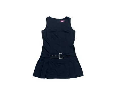 Jennyfer Black Cotton Mini Dress – Y2K Belted Denim Effect