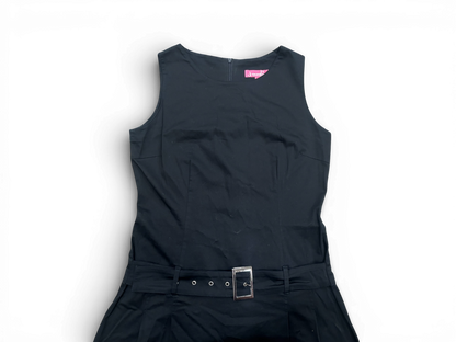Jennyfer Black Cotton Mini Dress – Y2K Belted Denim Effect